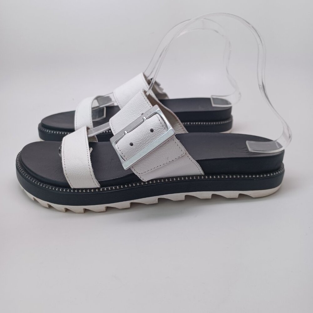 Sorel‎ Womens Sandals Roaming Two Strap Slip On Slide Wedge White Black Size 9.5 - Picture 10 of 16